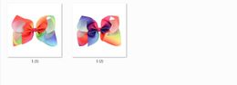 6pcs 6 Inch Large Rainbow Grosgrain Ribbon Bow With Clip Kids Hair Clip Boutique Hair Accessories Turban HD681