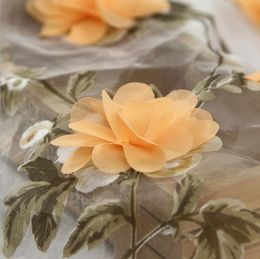 embroidered crafts UK - Fabric 3D flower Organza embroidered gauze for Handmade Sewing Material DIY craft skirt dress party wedding birthday decroation