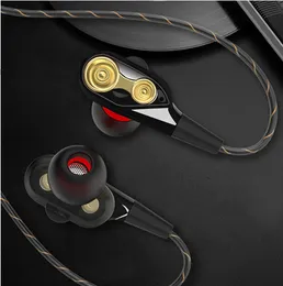 2018 new 4 Unit double moving coil HIFI wired in ear movement earphones with drive-by-wire microphone for Mobile phone MP3 MP4