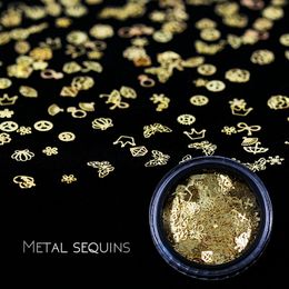 Gold Nail Art Beauty Metal Patch Ornaments Flower Butterfly Nail Sticker Sequins Rhinestones Decorations Nail Art Tool