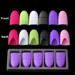 5Pcs UV Gel Polish Remover Wraps Set Silicone Elastic Soak Off Cap Clip Manicure Cleaning Varnish Tool Reuseable Finger 6 Colours