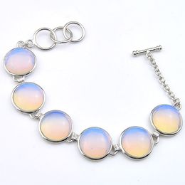 2PCS 1 Lot Mother's Gift Holiday Party Gift Luckyshine Gnetle Moonstone gemstone Fashion Silver Chain Bracelet Bangles