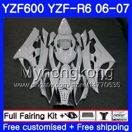 Body+Tank For YAMAHA YZF R 6 YZF 600 pearl white full YZF-600 YZFR6 06 07 Frame 233HM.15 YZF-R6 06 07 YZF600 YZF R6 2006 2007 Fairings Kit