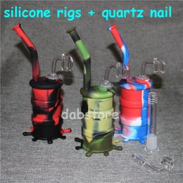 wholesale Hookah Silicone Oil Barrel Rigs for Smoking Dry Herb Unbreakable Water Percolator Bong Smoking Oil Concentrate Pipe DHL