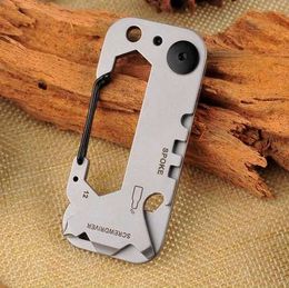 Stainless Steel Outdoor EDC Portable Gadgets, Mountain Climbing Multi-Function Folding Bed Tool, Wrench Screwdriver Key Holder