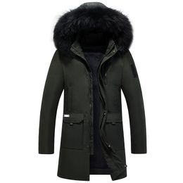 2018 New Men Down Coat Winter Thick Parka Long Jacket Men 80% White Duck Down Real Fur Detachable Hood Winter Jackets Mens