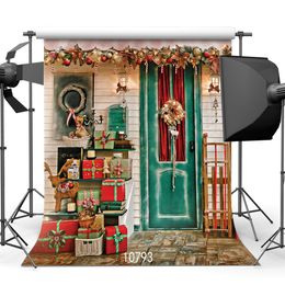 Christmas backdrop portrait door rustic backgrounds for photo studio or Theatre photography accessories Customise vinyl cloth 3d