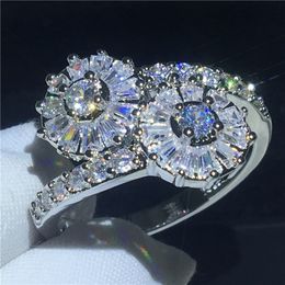 2018 Infinity Flower ring Silver color Diamond Cz Stone cross Engagement wedding band ring for women Bridal Fashion Jewelry