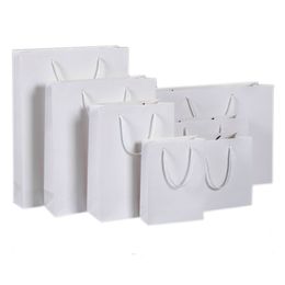 10 Sizes White Paper Bags Paper Gift Bag with Handle White Paper Shopping Bag in Stock