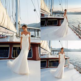 Eddy K Mermaid Wedding Dresses Sweetheart Detachable Short Sleeves Lace Appliques Country Wedding Dress Custom Made Plus Size Bridal Gowns