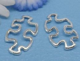 100pcs Silver Plated Puzzle Pieces Connector Charms Pendants for Jewlery Making 30x18mm