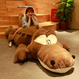 Dorimytrader Biggest Soft Lying Animal Crocodile Plush Toy Anime Alligator Toy Animals Pillow Lover Gift Accompany Gifts 300cm DY50195