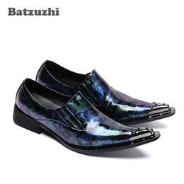 New 2018 Men's Leather Shoes pointed Front Metal Cap Men's Dress Shoes Designer's Shoes Men, EU38-46! Zapatillas Hombre