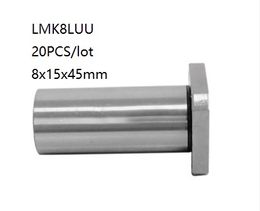 20pcs/lot LMK8LUU 8mm linear ball bearings long type square flanged bearings linear motion bearings 3d printer parts cnc router 8x15x45mm