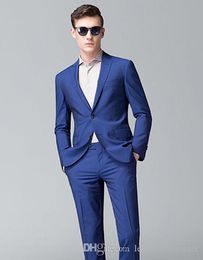 2018 Royal Blue Notched Lapel Men Suits Business Blazer Wedding Suits Evening Dress Custom Made Slim Fit Tuxedos Formal Best Man 2Pieces