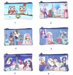 Cartoon Eiffel Tower makeup bag kids Big Ben coin purse wallet creative cute girl comestic cases outdoor travel hand bag clutch totes bag