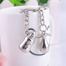 Gift Keychain Metal Pacifier and Feeding Bottle Key Chain Favours Baby Shower Souvenirs Party Giveaways Favours
