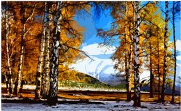 Custom 3d Photo Wall paper HD woodcut effect birch tree series decorative painting wall Art Mural for Living Room Large Painting Home Decor