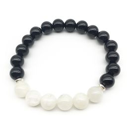 SN1335 Vintage Design Women`s Bracelet High Quality Black Onyx Bracelet Natural Moonstone Meditative Yogi Balance Bracelet