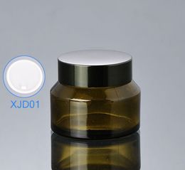 Wholesale 300pcs/lot Capacity 50ml Empty Glass Bottle Cream Jar ,50g Green Cream Lotion Jars Cosmetic