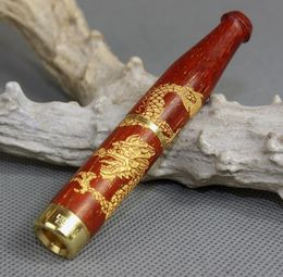 Big red acid Dragon carving solid wood cigarette holder double worry health cigarette holder removable cleaning rosewood smoking set