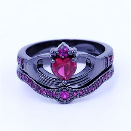 2017 claddagh ring Jewellery Wedding band rings for women 5A Zircon Cz Black Gold Filled Female Party Ring Birthday Gift