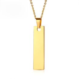 -Bar couleur or collier pendentif cadeaux pour son nom personnalisé en acier inoxydable Date de mots d'amour Amitié Colliers