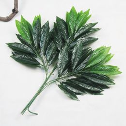 12pcs Artificial Peach Tree Leaf Branch For Plant Wall Background Wedding Home Hotal Office Bar Decorative