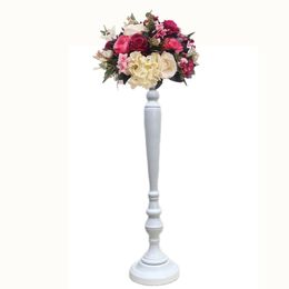 Golden/White Flower Vase Candle Holders Wedding Table Road Lead Event Party Centerpiece Rack Home Decoration 10 PCS/LOT