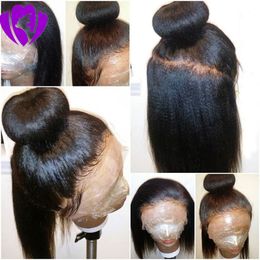 Black /brown /blonde /ombre color Yaki Straight synthetic Front Wigs With Baby Hair 150% Density Brazilian Lace Wig 10"-28"