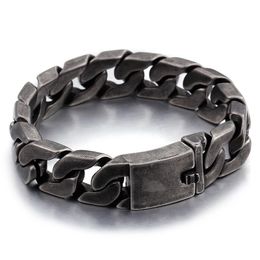 22cm (8.65 inch) 17mm Hip-Hop Stainless Steel heavy 118g Cool cuban curb chain bracelet vintage black tone For mens gifts