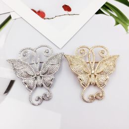 Unisex Men Women Brooches Yellow White Gold Plated Full CZ Cubic Paved BUtterfly Brooches for Men Women for Party Nice Gift