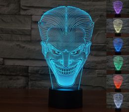 Visual The Joker 3D Optical Illusion LED Night Light 7 Colors Touch Room Desk Lamp Gift Home Decor Acrylic Light Fixtures #R87