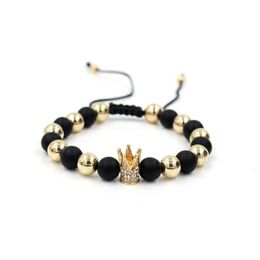 New Trendy Handmade Brand Men's Crown Charm Bracelet Jewellery Braided Strand Woven Macrame Bead Bracelets for Men Women