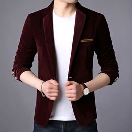 New Korean Wedding Mens Blazers Casual Single Button Men Fitted Blazer Full Sleeve Office Suit Jacket