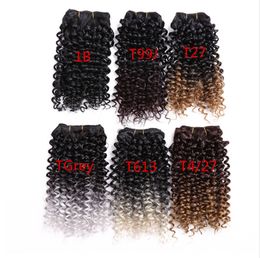 synthetic curly weaves UK - Crochet 1pcs pack 8-14inch Jerry Curly Sew In Weave Synthetic Hair Wefts Hair Extensions Ombre for Women