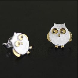 Fashion Owl Shape Earring Genuine 925 Sterling silver Anniversary wedding Stud Earrings for women Jewelry Gift