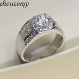 choucong Fashion Jewellery Handmade Solitaire Men 1.5ct Diamond 925 Sterling silver male Emgagement Wedding Band Ring