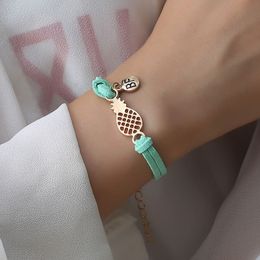 Hollow Pineapple Letter BF Double Bracelet Popular Velvet Fruit Bracelet Women