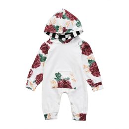 Newborn Clothes Baby Romper Spring Autumn Casual Toddler Kids Baby Girl Clothes Floral Long Sleeve Hooded Romper Jumpsuit Playsuit Outfits