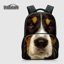 Animal School Bags For Children 17 Inch Canvas Bookbag For Teenagers Dog Backpack Schoolbags Mochilas Women's Rucksack Boys Outdoor Knapsack