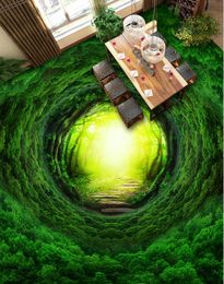 custom 3d floor murals waterproof wallpaper for bathroom floor Forest path 3d flooring waterproof wall paper