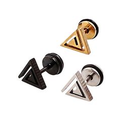 Unique Punk Triangle Ear Stud Earring For Men Unisex Earrings Titanium Steel Helix Piercing Jewellery Black Gold Silver Colour