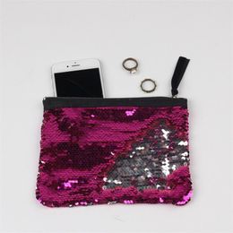 Oblong Shape Women Storage Bags Zipper Purse Multi Colors Blingbling Mermaid Sequin Cosmetic Bag Fit Outdoor Shopping 12lj ff