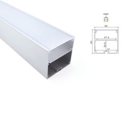 100 X 1M sets/lot 6000 series led Aluminium profile channel and new arrival large square alu extrusion for suspension or pendant lighting