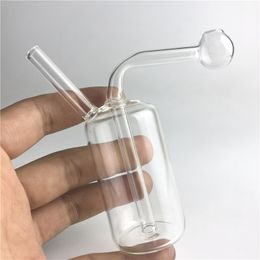 New mini glass oil burner bong with 4 inch clear pyrex thick glass oil burner water pipe recycler oil burner bong