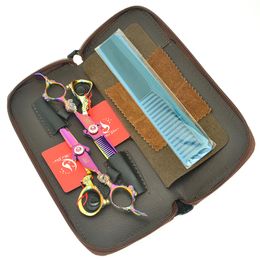 6.0 Inch Meisha Rainbow Dragon Handle Hair Cutting Thinning Shears Japan 9CR Hairdressing Scissors Salon Hairstylist Barber Tools Set HA0444