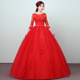 Customized White Red Wedding dress 2017 New Arrival Spring Summer 3 Quarter Sleeve Sweet Princess Bridal Gowns Vestidos De Novia