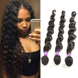 Unprocessed Brazilian Loose Deep Wave Human Hair 3 Bundles Deals Wet and Wavy Human Hair Extensions Natural Colour Can Be Dyed Thick