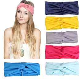 Simple Sold Colour Elastic Headbands Sports Yoga Exercise Body-building Hairband Women Cross Clothing Headband Wrist Wrap And Scarf 10 Colours